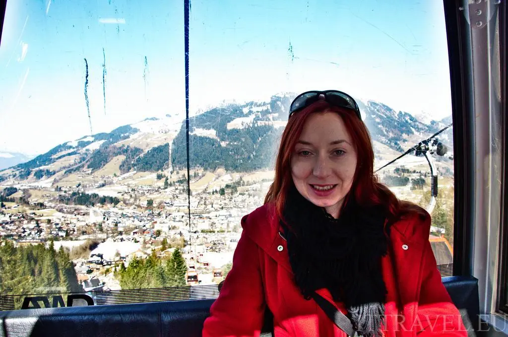 In cable car to Hochkitzbühel