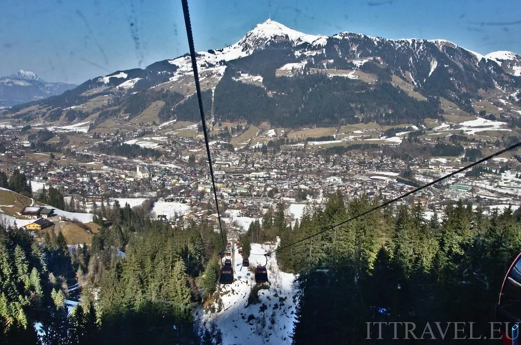 In cable car to Hochkitzbühel