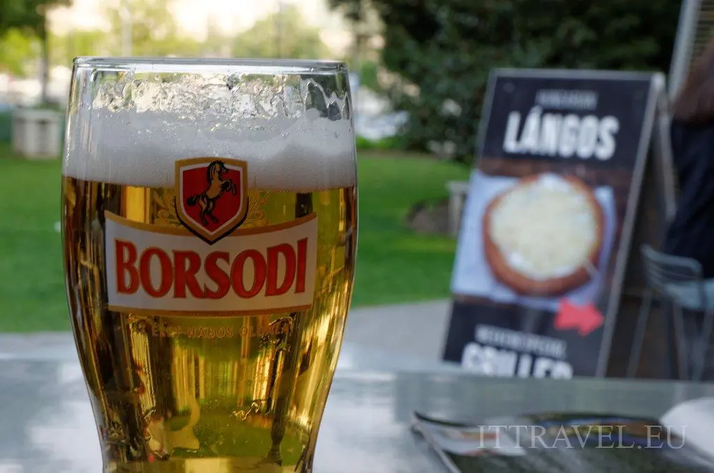 Hungarian beer in bar next to way to Castle