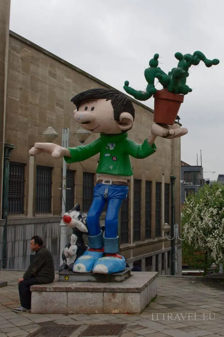A figure of a comic character Gaston Lagaffe near the Center of Comics